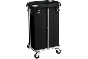 OLLIEROO Laundry Basket with Wheels, Rolling Laundry Hamper with Removable Bag, 100L Laundry Sorter Cart, Tall Narrow Slim Clothes Hamper Organizer with Sturdy Metal Frame, Black+Silver