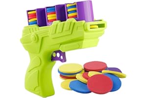 Foam Disc Launcher, Continuous Shooting Flying Disc Launcher, Disk Shooter Tool, with 25 Flying Disks, for Fun, Party Favors 