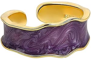 CAIYAO Colorful Adjustable Oil Drip Enamel Wave Wide Irregular Chunky Opening Stackable Punk Cool Elegant Friendship Finger Ring Set Jewelry for Women