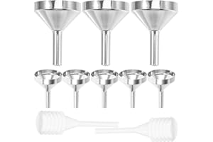 SHINEOFI 10pcs Mini Metal Funnels for Perfume and Essential Oils Refill, Small Silver Bottle Filling Funnels