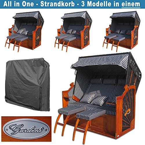 XINRO® Strandkorb Ostsee XXXL anthrazit günstig kaufen # inkl. Schutzhülle # 2 Bezüge (Grundbezug + abnehm- und… – Bild 3
