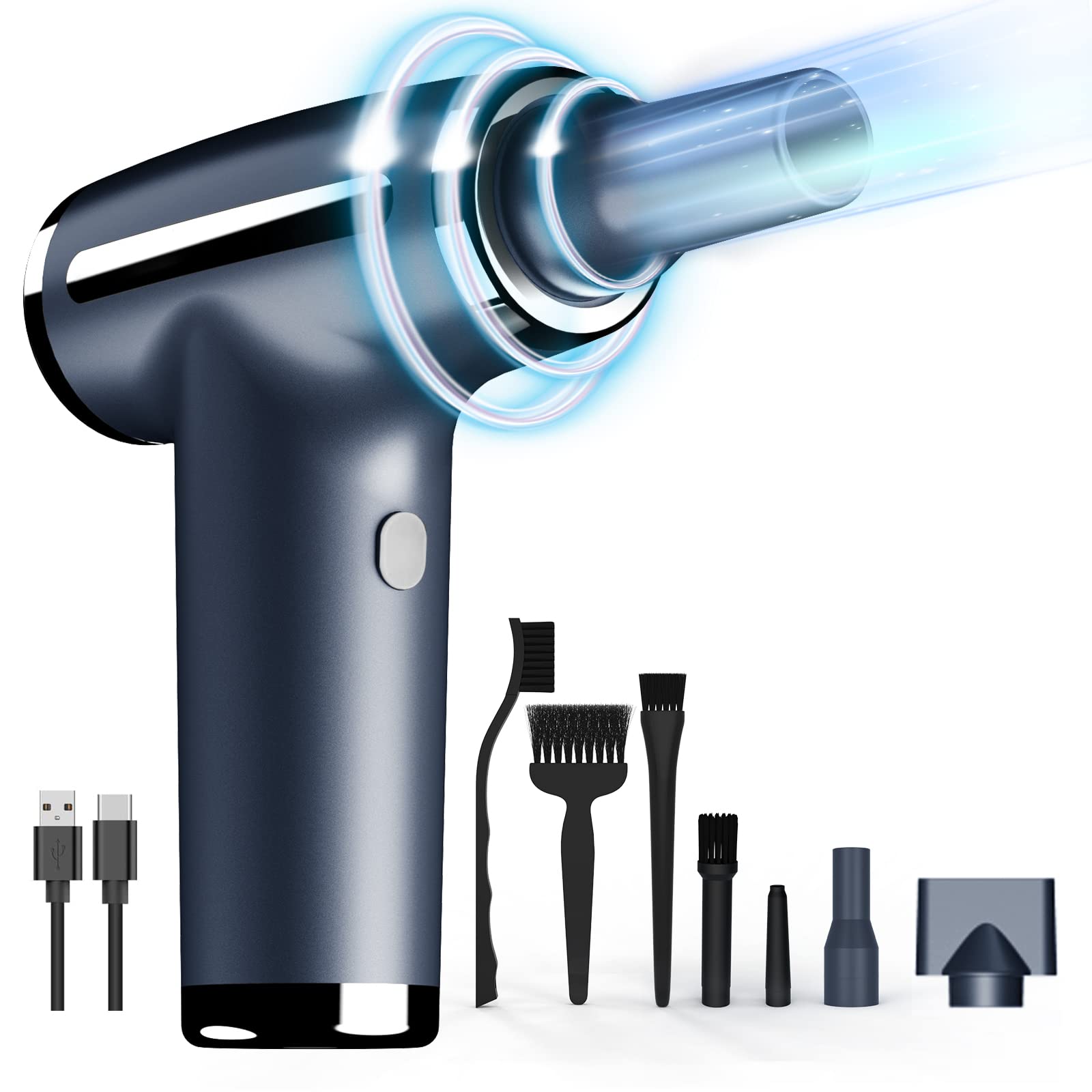 Photo 1 of (PARTIAL SET) VNPONV Compressed Air Duster,Brushless Motor 120000RPM 4 Gear Electric Air Can for Computer Keyboard Cleaning,Over 50Mins Battery Life,10W Fast Charging Good Replace Compressed Air Can?Blue?
