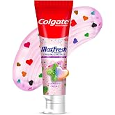 Colgate MaxFresh Rainbow Fresh Gel Toothpaste, with Heart Shaped Cooling Crystals, Triple Mint Flavour, and Ultrafreeze Technology for Intense Freshness, Vegan, Gluten-Free 100g/3.5oz