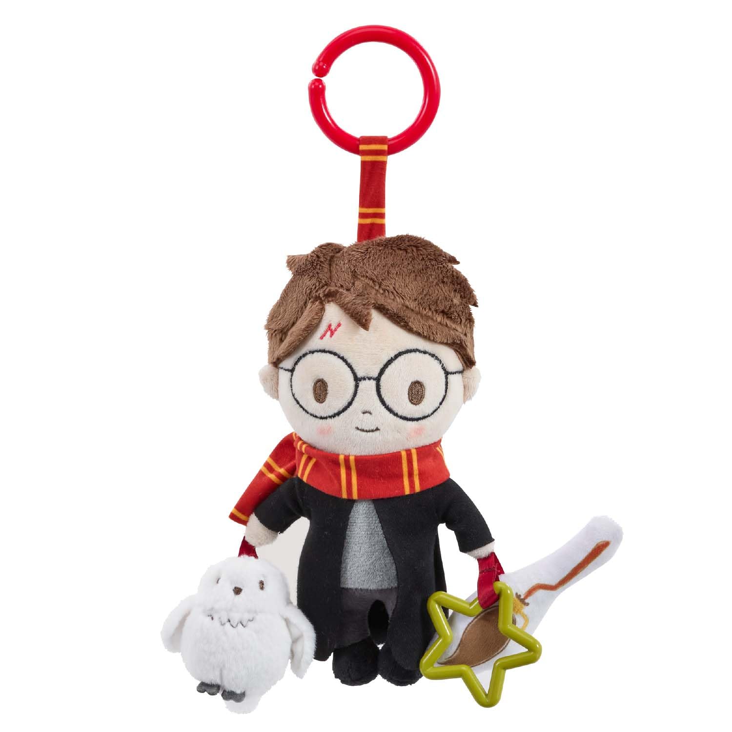 Harry Potter On the Go Activity Toy – Clip-on Pram and Pushchair Newborn Baby Toy with Crinkle Broomstick & Squeaky Owl - Sensory Harry Potter Toy for Babies, Buggy Attachment for Playtime Adventures