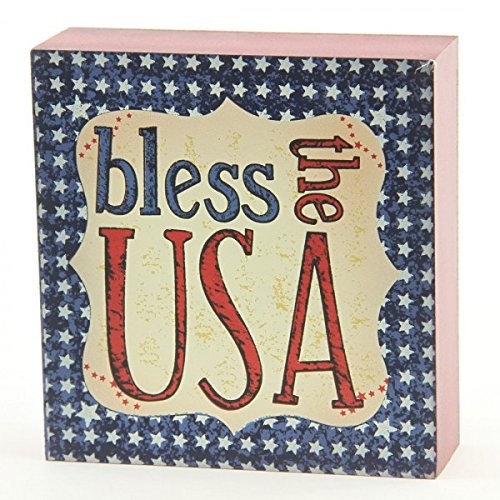 Transpac Bless The Usa Block, 4.75 X 4.75 X 1.5