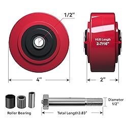 LONGRUNFORU 4 Inch Caster Wheels, Polyurethane on