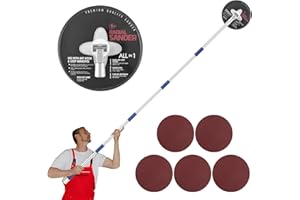 AOIAUTE Pole Sander for Drywall, 9 Inch Radial Sander With 49-90 Inch Adjustable Extension Rod, Wall Sanders for Painting Prep, 360° Rotatable Round Circular Hand Sanding Head for Ceilings & Walls