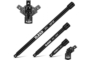 4-Piece 3/8" Drive Socket Extension Bar Set, 3, 6, 10 inch Professional Extension Set, 3/8 Inch Drive Universal Joint Socket, Premium Cr-V Steel Sockets Wrench Extender