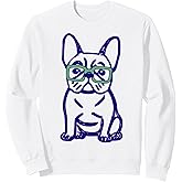 Cute French Bulldog Graphic with Glasses Pop Art Frenchie Sweatshirt