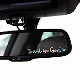 2Pcs Trust in God Mirror Stickers,Rearview Mirror Decal,Laptop Sticker,Trust in God Stickers for Window, Mirror, Tumbler, and Water Bottle(Trust in God, Color)