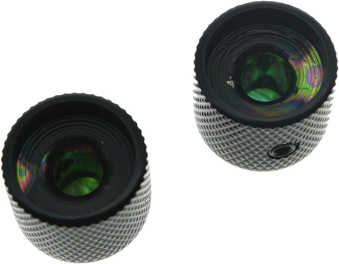 KAISH Black Set of 2 Abalone Top Guitar Knobs Dome Knobs Bass Knob with Set Screw for Tele/Telecaster - Image 5