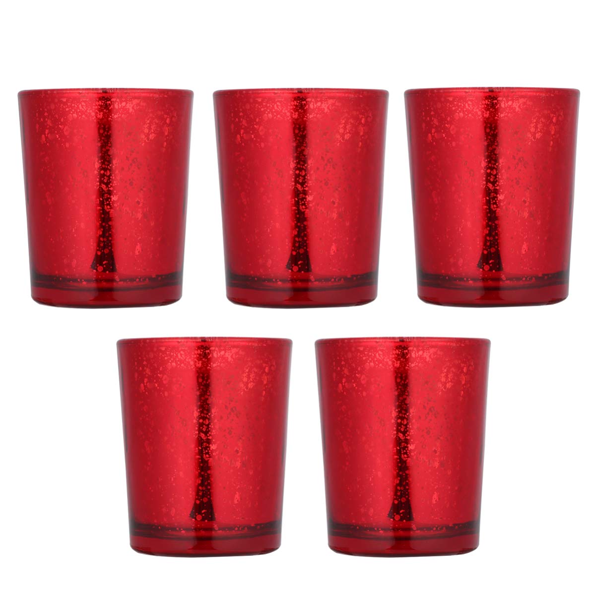 5pcs Glass Votive Candle Holder, Red Glass Tealight Holders Candlestick Candle for Weddings Parties Home Office Decoration