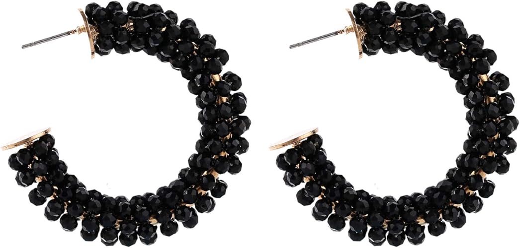 Black Hoop Rhinestone Earrings Crystal Amazon.co.uk Jewellery