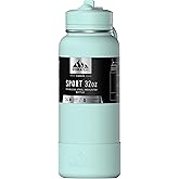 Hydrapeak 32oz Sport Insulated Water Bottle with Straw Lid, Leak & Spill Proof, Keeps Drinks Cold for 24 Hours, Hot for 12 Hours, Premium Stainless Steel Water Bottles (32oz, Fresh Mint)