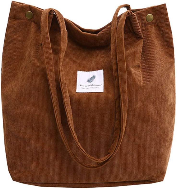 FashionRun Women's Tote Handbags Casual Lightweight Corduroy Canvas Messenger Bag Crossbody Shoulder Bag Purse
