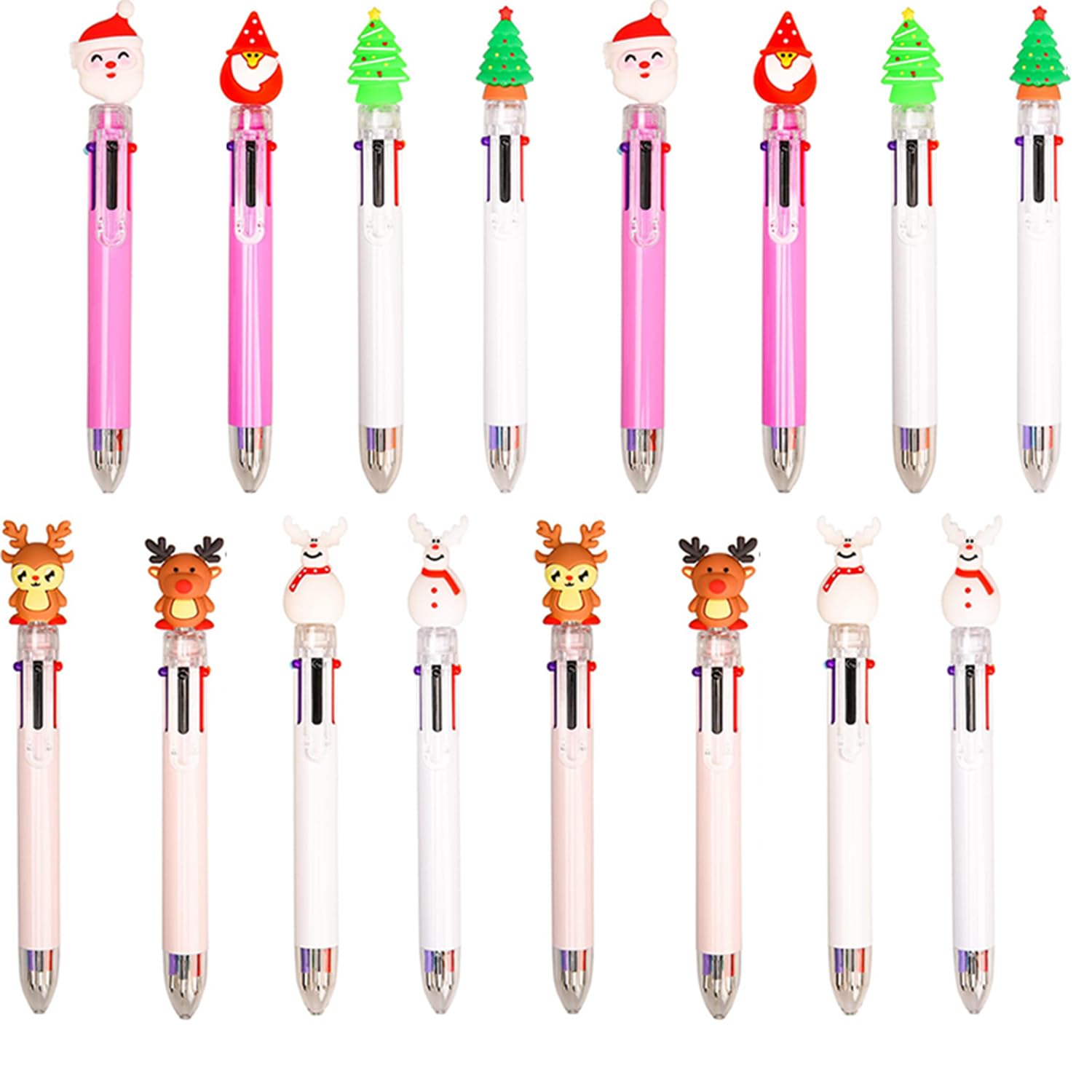 MEISH Christmas Multicolor Ballpoint Pens Retractable Ballpoint Pens Push Type Multifunction Markers for Office School Supplies (16)