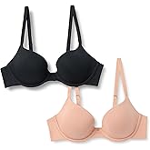 Amazon Essentials Women's Cotton Jersey Lined Wired Plunge Bra, Pack of 2
