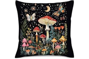 Hemasa Home Decor Enchanted Night Mushroom & Butterfly Pillow Pattern Cushion Cover Suitable For Sofa Bedroom Car Pillow Cove