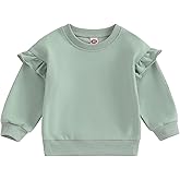 Doisbetthsay Baby Girl Boy Sweatshirts Toddler Trendy Solid Color Crew Neck Long Sleeve Pullovers Child Loose Top