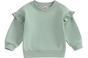 Doisbetthsay Baby Girl Boy Sweatshirts Toddler Trendy Solid Color Crew Neck Long Sleeve Pullovers Child Loose Top