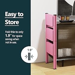 WOA WOA 3 Step Stool, Step Ladder Foldable with
