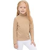 Lilax Girls' Basic Long Sleeve Turtleneck Cotton T-Shirt