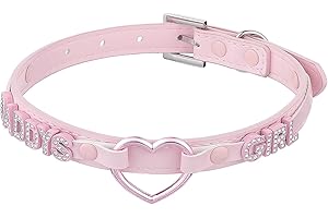 Black Heart O-ring Choker Necklace For Women, Cute Pink Little Letter Leather Collar For Women, Adjustable Fashion Jewelry