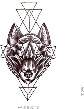 Tatouage Temporaire Homme Loup Géométrique Tatouage éphémère