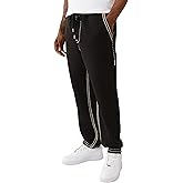 True Religion Super QT Men's Jogger | Relaxed Fit Sweatpants with Fleece Lining, Super T Stitching