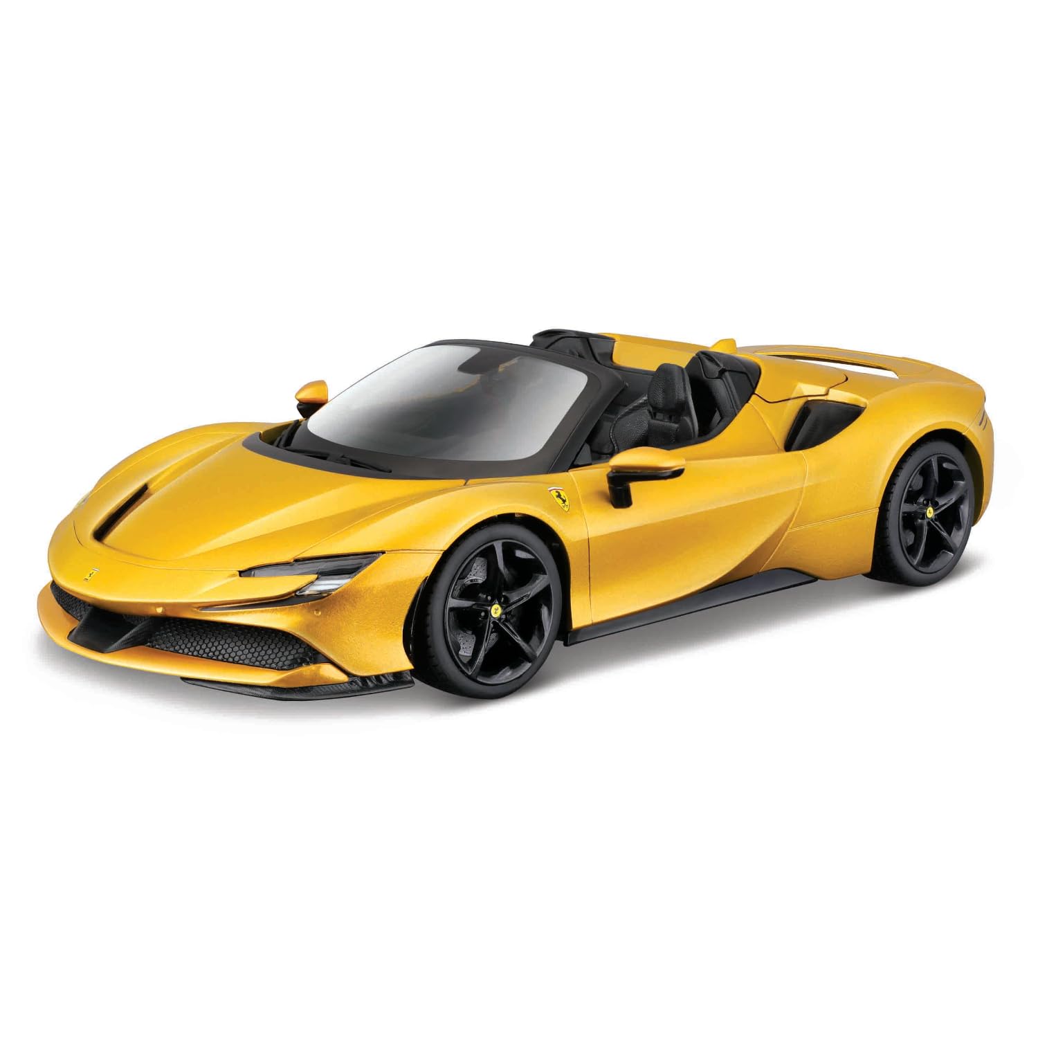 Bburago Ferrari Race & Play SF90 Spider Super Car - 1:18 Scale - Incredibly Detailed Die-Cast Replica Collectible Model Vehicle, Gold