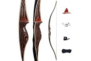 Deerseeker Outdoor Archery 54" Traditional Bow Hunting Longbow with Bamboo Core Limbs Handmade Recurve Bow RH/LH for Targeting Practice Shooting Youth & Adults Bow Set