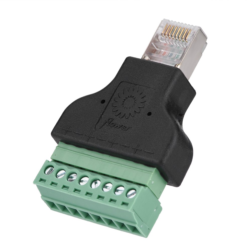 RJ45 Male Jack to 8 Pin Screw Terminal Connector DVR Ethernet Connector Converter Adapter