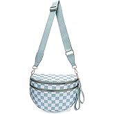 FFEDAYUN Checkered Crossbody Bag Spacious Bum Bags for Women Nylon Fanny Packs Belt Bag Handbags Wallets for Shopping Travel