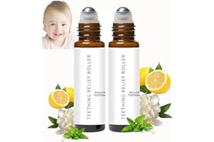 MVC Mamas Teether, Teething Roller All Natural for Babies, Baby Teething Oil Roller, Velaria Natural Relief Roller with Chamomile & Rose Oil,Teething Roller All Natural for Baby (1, 10ML-2PCS)