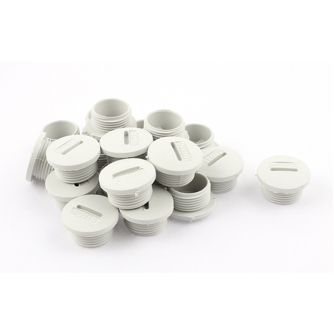 Sourcingmap 20pcs Grey Nylon Insert Blanking Cap End Bung Threaded M22 x 10mm