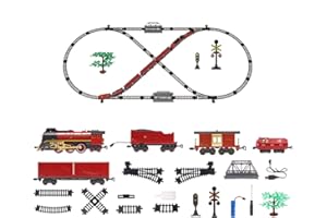 Vintage Christmas Train with Smoke, Electric Train Set for Adults, Retro Model Railway Gift, Alloy Locomotive with Carriages 