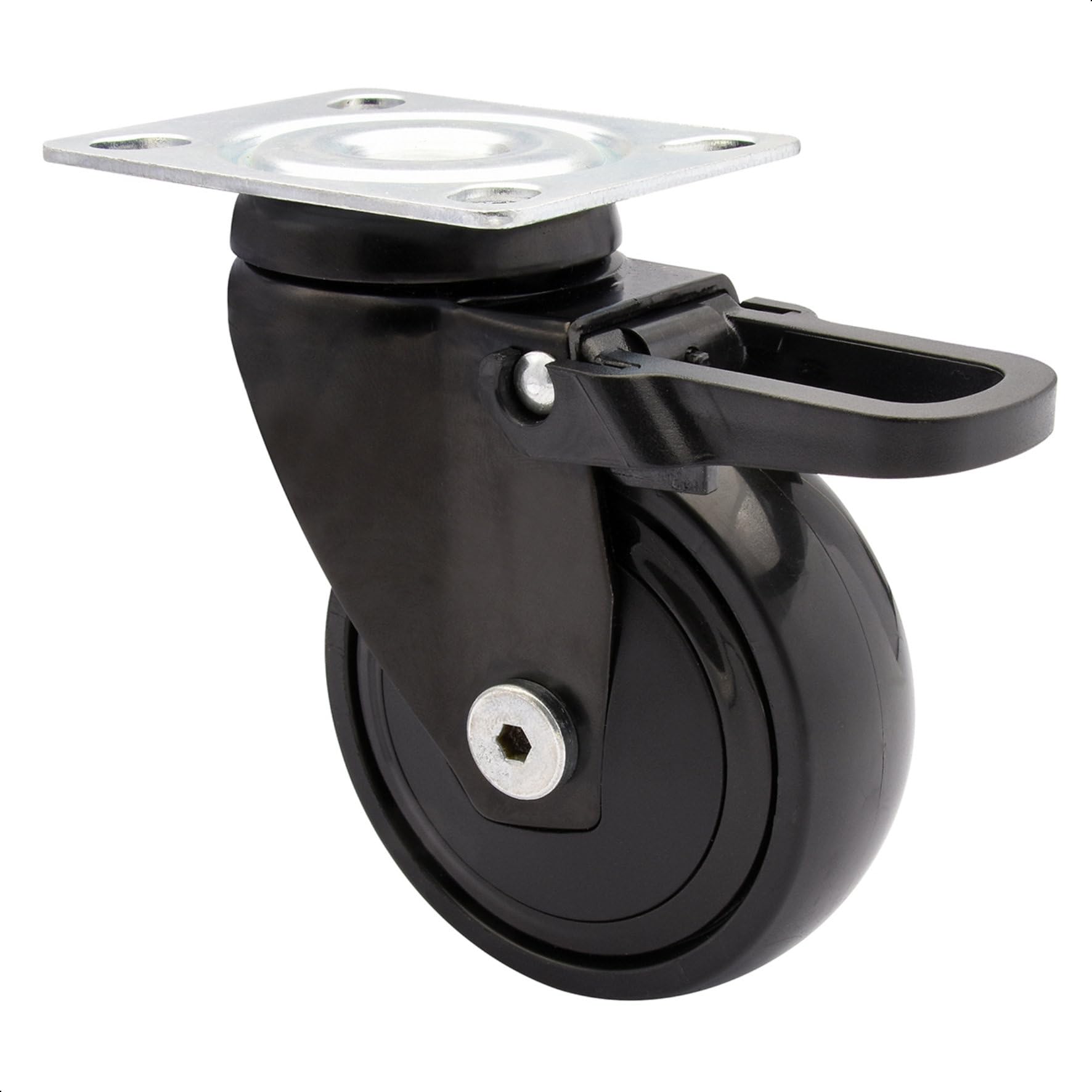 WAGNER design - 3C - swivel castor/furniture castor - black, soft tread, diameter Ø 75 mm, total brake, ball bearing, load capacity 75 kg - 01237701