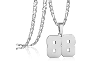 AIAINAGI Number Necklace for Men Stainless Steel Athletes Number Charm Pendant Personalized Sports Jewelry for Boy Basketball Baseball Football