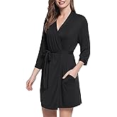 Joyaria Women Bamboo Viscose Robe Super Soft Comfy Summer Cooling Short Lightweight Bathrobe with Pocket S-XXL