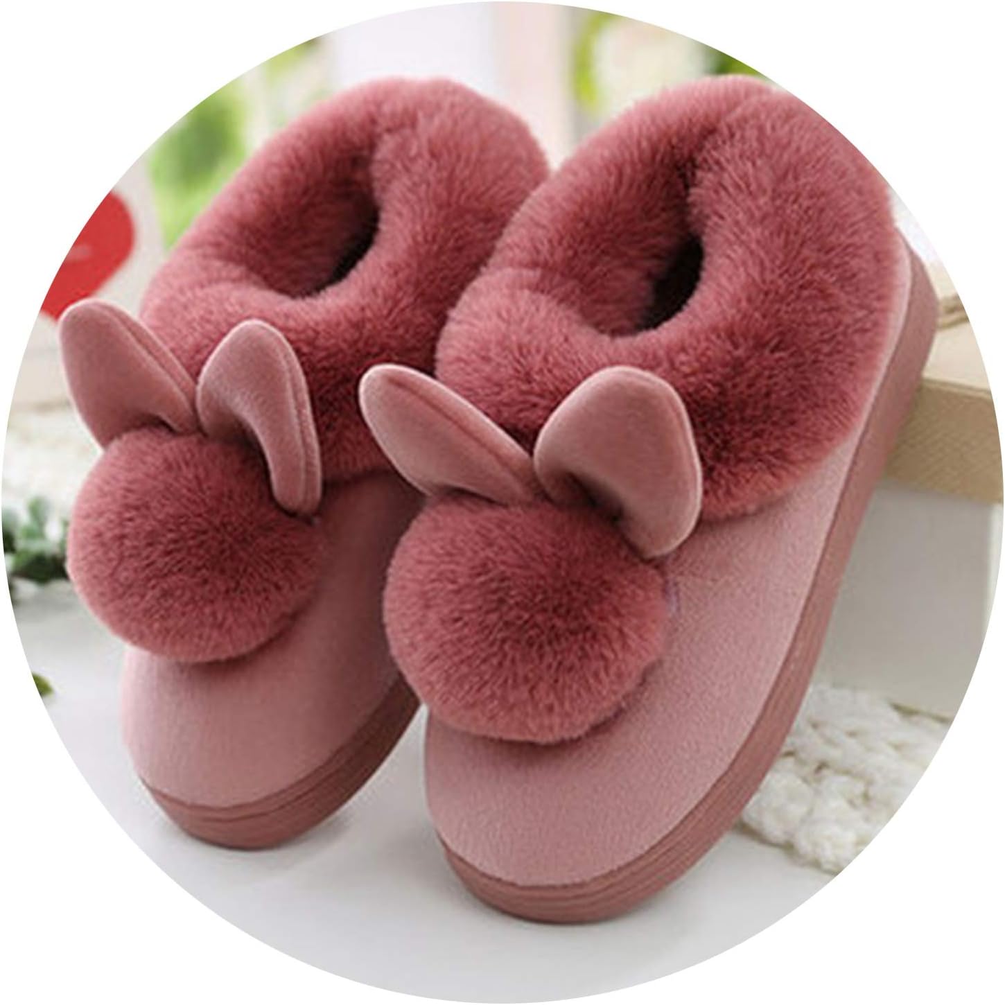 Style Lovely Rabbit Ears Soft Home Slippers Cotton Warm Winter Women Slippers Casual Indoor Slippers