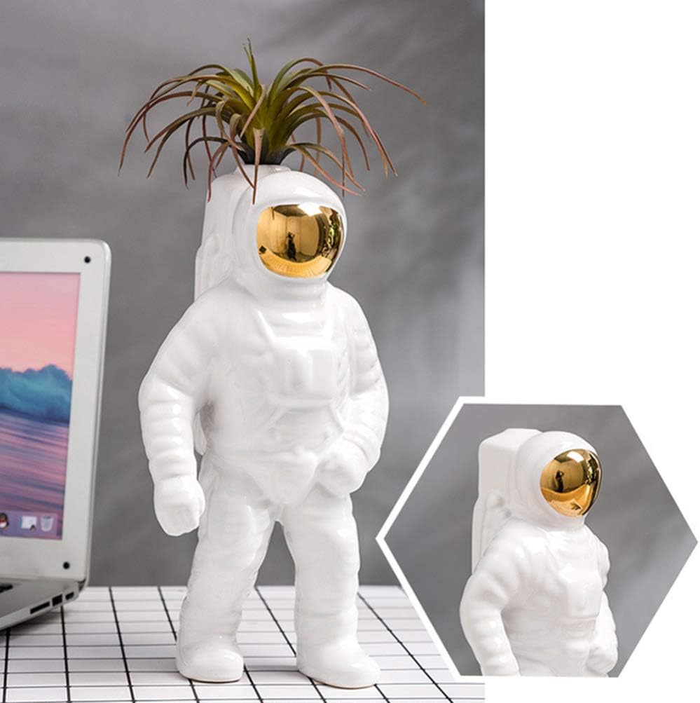 Jarrones SUPVOX cerámica Forma de Astronauta Maceta florero de
