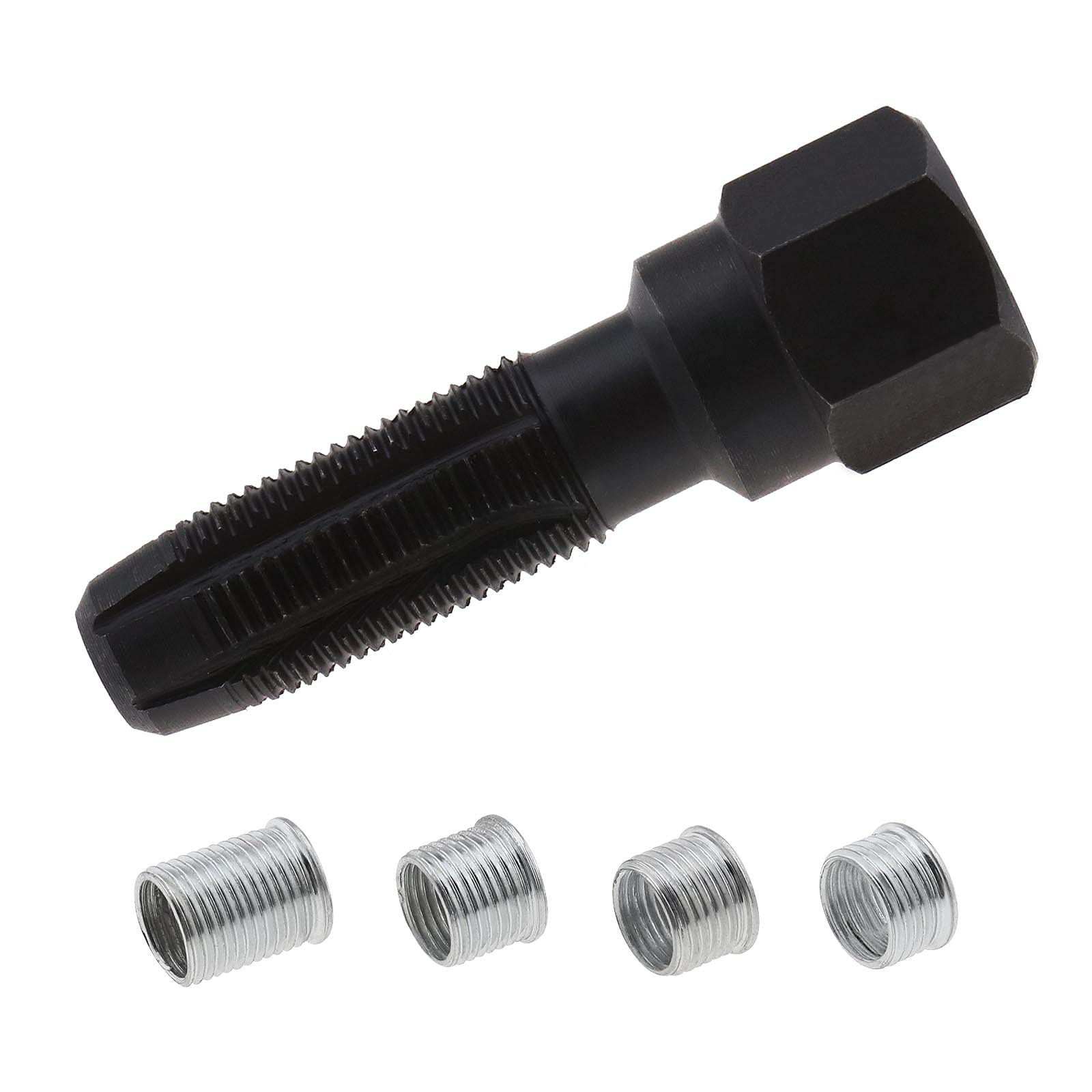 Be In Your Mind 5pcs Spark Plug Rethread Cylinder Head Tools Kit 4x Inserts Helicoil Thread Insert Reamer Tap for 14mm Sparking Plugs