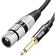 tisino Female XLR to 1/4 (6.35mm) TS Mono Jack Unbalanced Microphone Cable Mic Cord for Dynamic Microphone - 16 FT/5 Meters