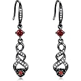 Black Rose Infinity Dangle Earrings - Sterling Silver Jewelry Gifts for Women