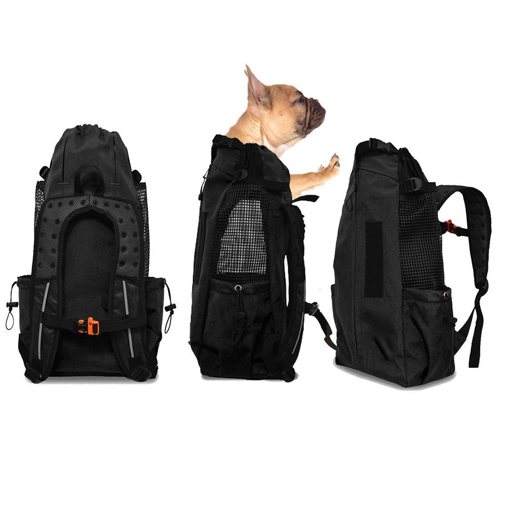 Breathable Foldable Dog Carrier Backpack - Pet Travel Bag for Dogs Cats - Portable and Safe,Black,M