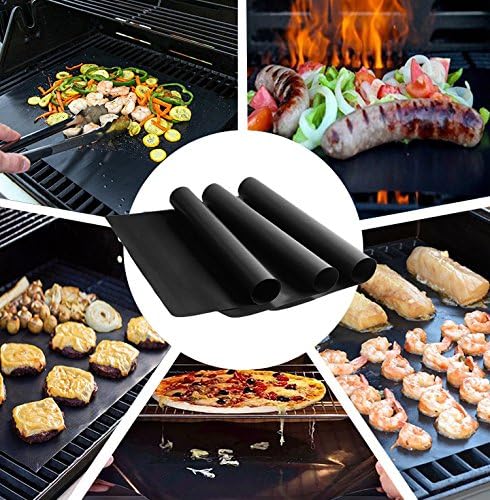 Grill Mat, BBQ Accessories, Non Stick, Reusable &amp; Dishwasher Safe &amp; Nonstick Accessories, FAMELEY BBQ Grilling Mats for Gas, Charcoal, Electric Grill (13×16 inch), Set of 3