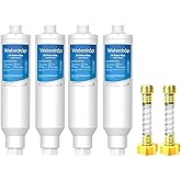 Waterdrop RV Water Filter, NSF Certified, Reduces Chlorine, Bad Taste, Odor, 4 Pack with 2 Flexible Hose Protector