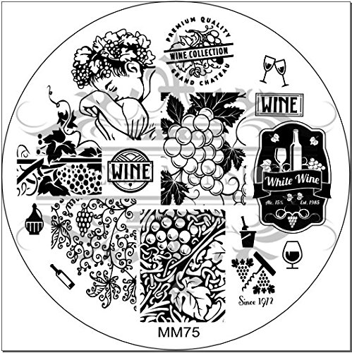 MESSY MANSION MM75 Nail Art Stamping Plate - Vineyard, wine and winery theme