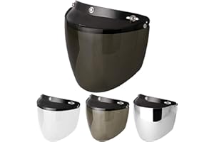 Chern Yueh 3-Snap Open Face Motorcycle Helmets Flip Up Face Visor Wind Shield Lens (Smoke)