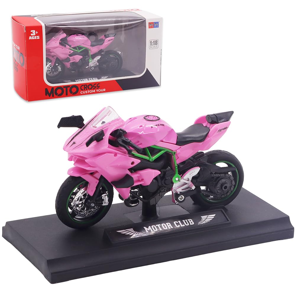 FCXVXCL Motorbike Toys,Alloy Motorcycle Model Retro Motorcycles Toy Collection Hobby Gift Racing Model Decoration - Pink